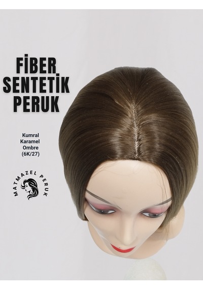 Kısa Sentetik Peruk Kumral Karamel Ombre