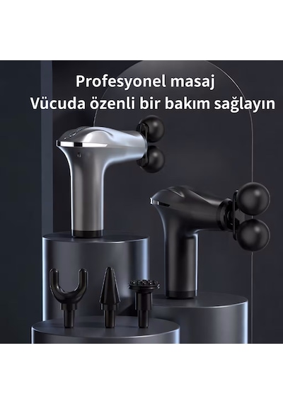 Büro Ev Ofis Kişisel Masaj Bakımı İçin Şarjlı 4 Başlıklı Bel Boyun Bacak Kabzalı Aparat Gri