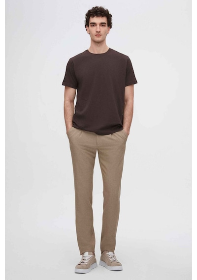 D's Damat Ds Damat Slim Fit Kahverengi Bisiklet Yaka %100 Pamuklu Nefes Alabilen T-shirt 4HC141996753M Kahverengi