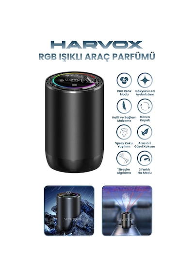 Harvox Rgb Işıklı Araç Parfümü 3 Farklı Mod Yıldız Efektli Ortam Ve Oda Hava Nemlendirici Aromaterapi