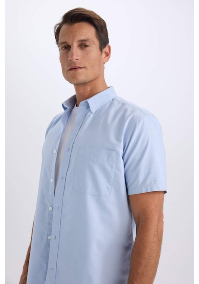 DeFacto %100 Pamuk Regular Fit Polo Yaka Oxford Yazlık Kısa Kollu Gömlek D7419AX25SMBE196