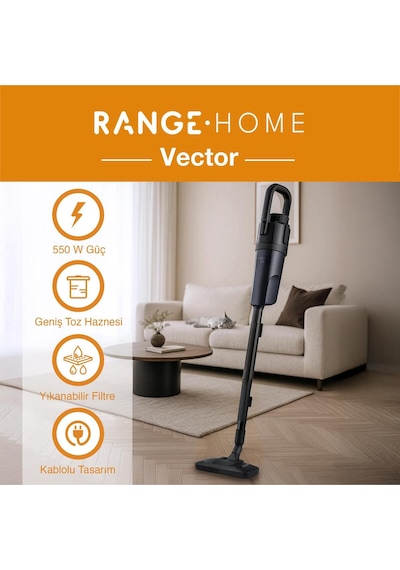 Range Vector 1000 W Kablolu Dik Süpürge