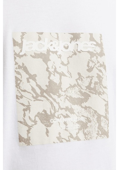 Jack & Jones Jcotarmac Camo Front Tee Ss Crew Neck Ln P.beyaz Renkli