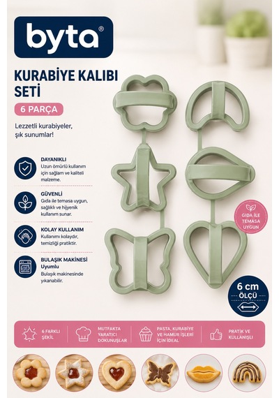 6'lı Kurabiye Kalıbı Seti 6 Cm Kurabiye, Şeker Hamuru Ve Hamur Kesici Şekillendirme Seti Diğer