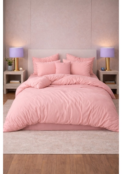 More Home Tek Kişilik Yorgan Kılıfı + Yastık Kılıfı Pembe
