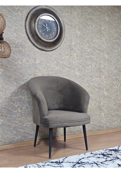 Zafir Tekli Teddy Siyah Boyalı Sivriltme Ayak Çay Seti Koltuk Tekli Berjer , Balkon, Salon, Ofis Kahverengi