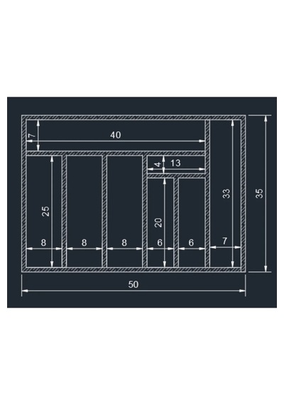 50x35 Cm Ayfiwood Ahşap Kaşıklık Çekmece İçi Yemek Takımı Ve Servis Gereçleri Düzenleyici Organizer