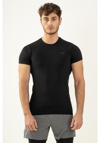 Maraton Active Slimfit Erkek Bisiklet Yaka Kısa Kol Koşu Siyah T-Shirt 821072-Siyah