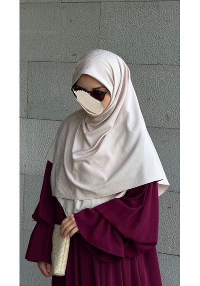 Qalortex Scarf Premium Jakarlı Sare Büyük Boy Eşarp -toz Pembe