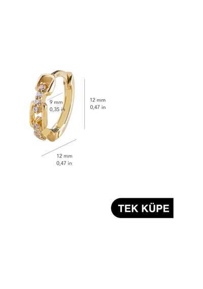 Goldkupe 14 Ayar Taşlı Tek Modern Halka Altın Küpe 0,58 Gr-6325