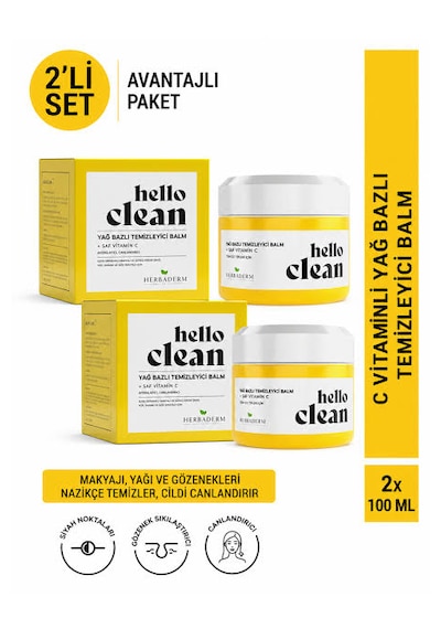 Hello Clean C Vitamini Yağ Bazlı Temizleyici Canlandırıcı 2li Set