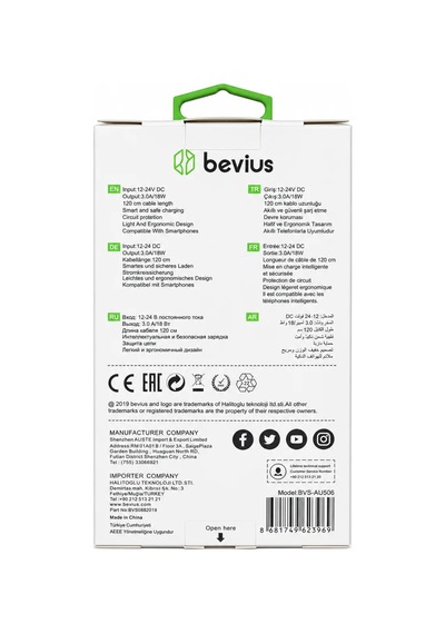 Micro Usb Siyah 18w Qc 3.0 Kablolu Araç Şarj Cihazı Bevius Bvs-au506 Stn