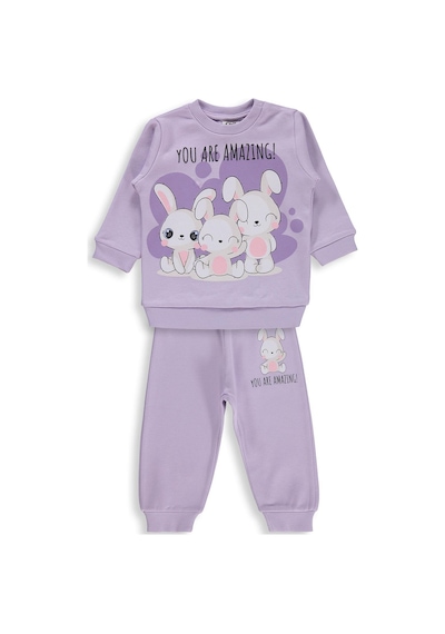 Civil Baby Tavşanlar Baskılı 6-18 Ay Takım - Lila