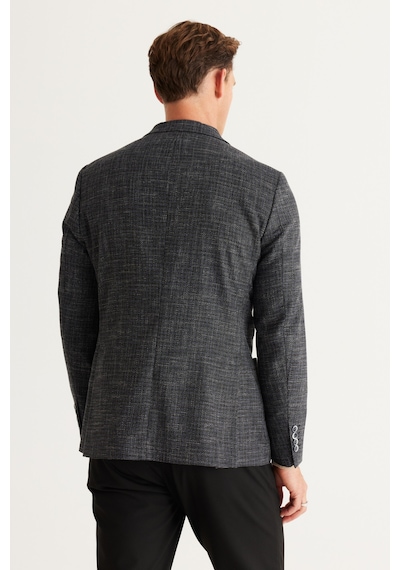 AC&Co / Altınyıldız Classics Erkek Siyah Slim Fit Dar Kesim Kırlangıç Yaka Pamuklu Flamlı Ceket Siyah AC&Co / Altınyıldız Classics Erkek Siyah Slim Fit Dar Kesim Kırlangıç Yaka Pamuklu Flamlı Ceket Siyah