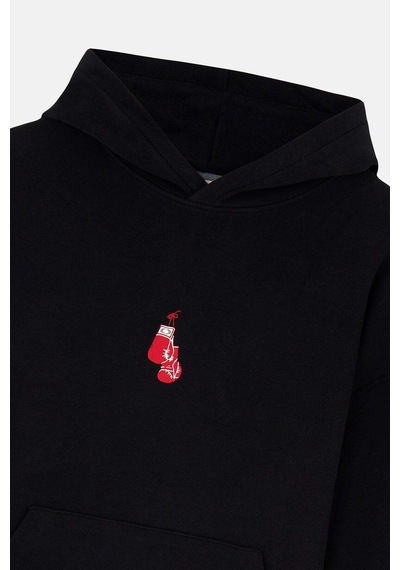 Socrates Dergi Boxing Gloves Supersoft Cepli Hoodie - Siyah SIYAH