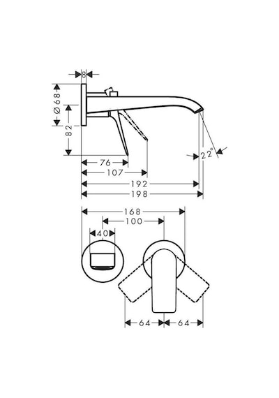 Hansgrohe Vivenis Tek Kollu Lavabo Bataryası Ankastre Duvara Monte 19,2 Cm Gaga İle - 75050000 Gümüş