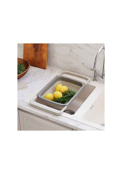 Ayarlanabilir Katlanır Süzgeç 6300 Ml Uzatılabilir Saplı Lavabo Üstü Sebze Meyve Yıkama Ve Süzme Aparatı Bej - 934813028 Diğer
