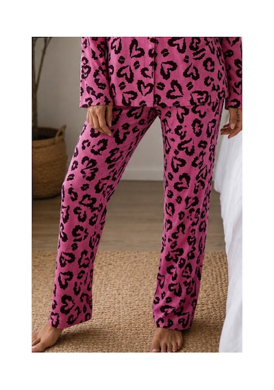 Fit Women Kadın Örme Gömlek Yaka Lila Pijama Takımı