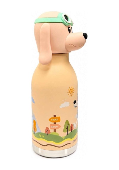 Koı Pembe Köpek 500 Ml Paslanmaz Çelik-pipetli Çocuk Termosu Ve Suluk Pembe Pembe