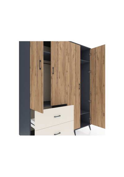Kronos Gardrop 4 Raflı 2 Çekmeceli 2 Askılı 176x59x221 Antrasit-çam/aytaşı Beyaz Kronos Gardrop 4 Raflı 2 Çekmeceli 2 Askılı 176x59x221 Antrasit-çam/aytaşı Beyaz
