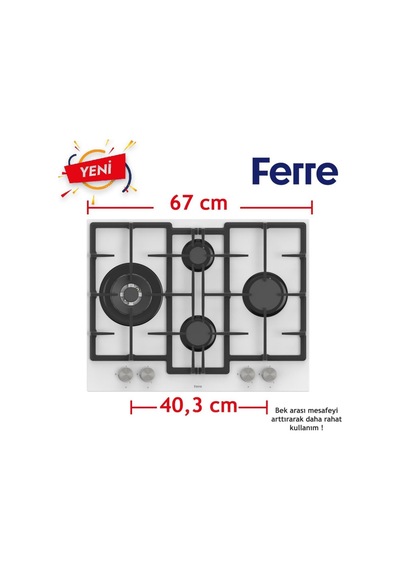 Afm Tech Ve Ferre FM7701 - ED076-WFA - FM3301 IQ 8 Prog. Turbolu Beyaz Dijital Ankastre Set