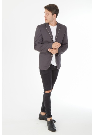 Sposo G-158 Dar Kalıp Örme Kumaş Füme Erkek Blazer Ceket Füme Sposo G-158 Dar Kalıp Örme Kumaş Füme Erkek Blazer Ceket Füme