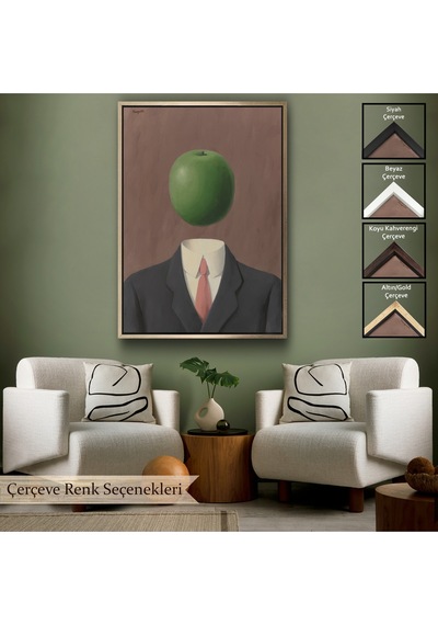 Ahşap Çerçeveli Rene Magritte - Soyut Sabit Fikir Tablosu-7343