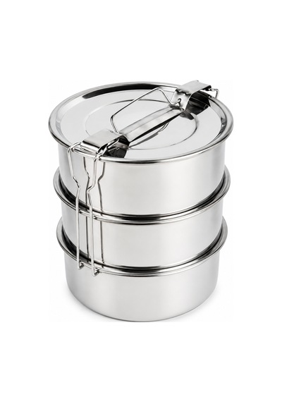 3 Katlı Çelik Sefer Tası 16 Cm - Yemek Taşıma Kabı .