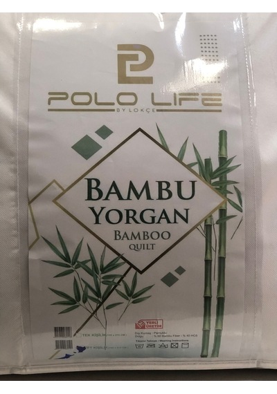 Polo Life Bambu Yorgan Renkli Biyeli Çift Kişilik Beyaz