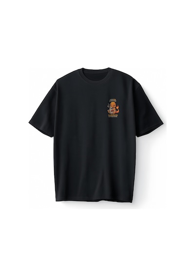 Bumeta Pokemon Charizard Çalizart Used Hot Coffee Oversize Unisex Tişört T-shirt Siyah