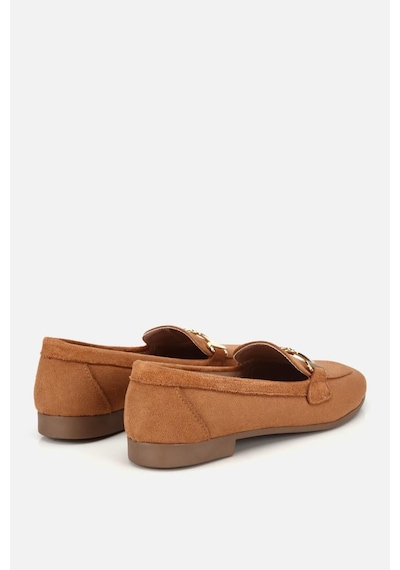 Yaya Kadın Taba Süet Gold Tokalı Loafer