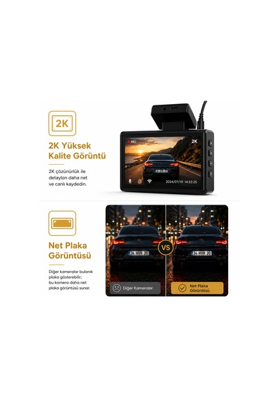 Bagajon 2k Pro Akıllı Araç Kamerası 4g Wifi Gps 24 Saat Kayıt, Çift Yönlü Sesli Görüşme, Gece Görüşü, G-sensör