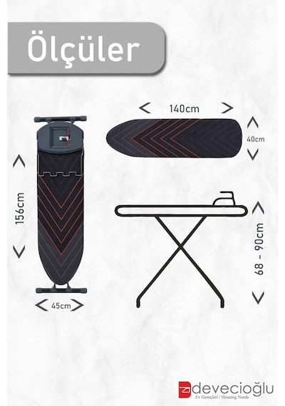 Devecioğlu Strongboard Mm149 Ütü Masası Mm022 Comfort Kalın Borulu Çamaşır Kurutma Askılığı Set Renksiz