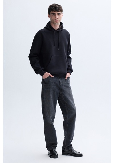 Mudo Erkek Erkek Siyah Kanguru Cepli Kapüşonlu Sweatshirt 1263842
