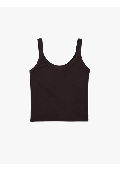 Koton Modal Kumaş Slim Fit U Yaka Askılı Top Kahverengi 6sak10035pk Kahve