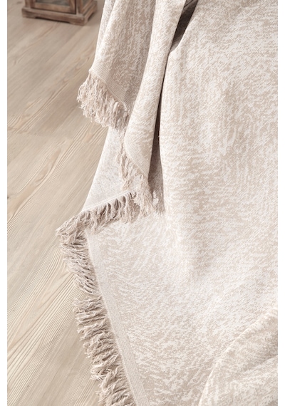 Vicuna Home Pamuklu Çok Amaçlı Ebruli Koltuk / Çekyat Örtüsü Bej