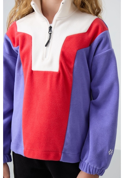 Tommy Life Eflatun Kalın Yumuşak Dokulu Oversize Nakışlı Polar Kız Çocuk Sweatshirt - 75153 Eflatun