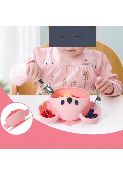 Figürlü Pembe Premium Çocuk Bpa Free Silikon Saplı Paslanmaz Çelik Uçlu Çatal-kaşık, 9+ Ay