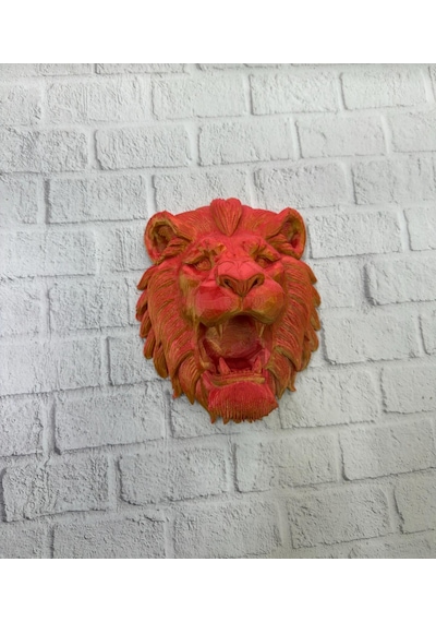 Özel Tasarım 3d Aslan Figürü Duvar Süsü Dekoratif Heykel 20x21 Cm