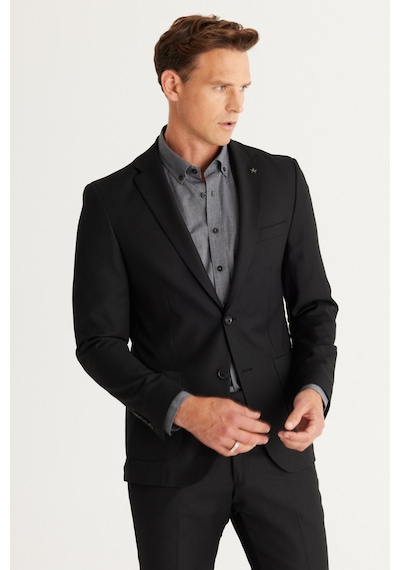 AC&Co / Altınyıldız Classics Erkek Siyah Ekstra Slim Fit Dar Kesim Mono Yaka Yünlü Takım Elbise Siyah AC&Co / Altınyıldız Classics Erkek Siyah Ekstra Slim Fit Dar Kesim Mono Yaka Yünlü Takım Elbise Siyah