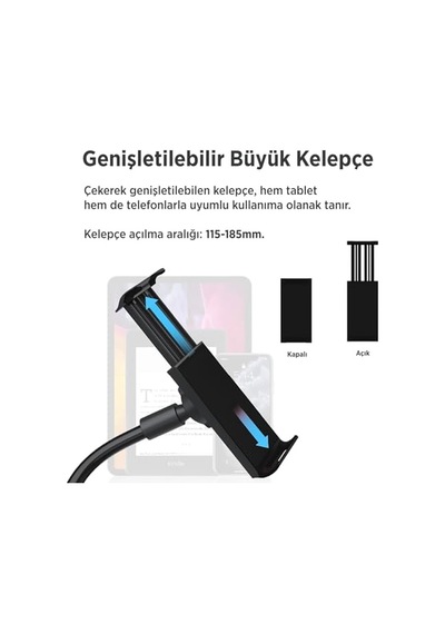 Dönen Uzun Kollu Ayarlanabilir Tablet Ve Telefon Tutucu