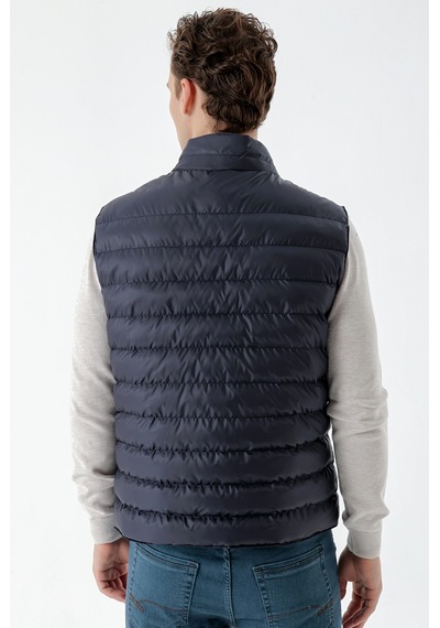 Morven Erkek Lacivert Polyester Çıtçıtlı Kapitone Yelek