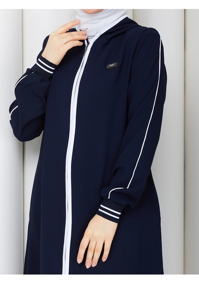 Nevayla Moda Biyeli Ribana Detaylı Ferace - Lacivert / F0128