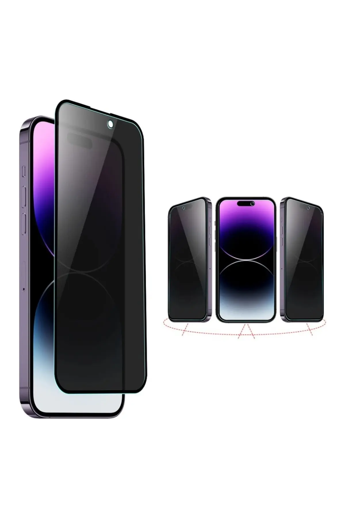 Mettzchrom Apple Uyumlu iPhone 15 Pro Max 2 Adet Cam Privacy Hayalet Ekran Koruyucu