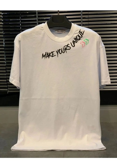 Startmore Make Yours Unique Baskılı Oversize Unisex Pamuk Beyaz