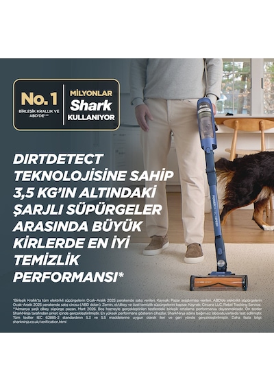 Shark IA3241EUT PowerDetect Speed Clean & Empty Auto Empty Sistemli Pet Başlıklı Şarjlı Dikey Süpürge