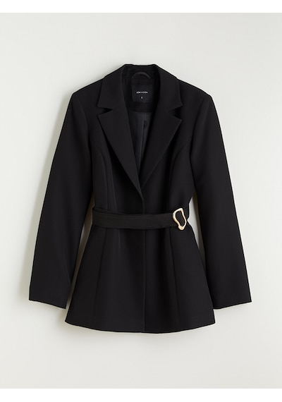 Lcw Vision Siyah Beli Kemerli Kadın Blazer Ceket