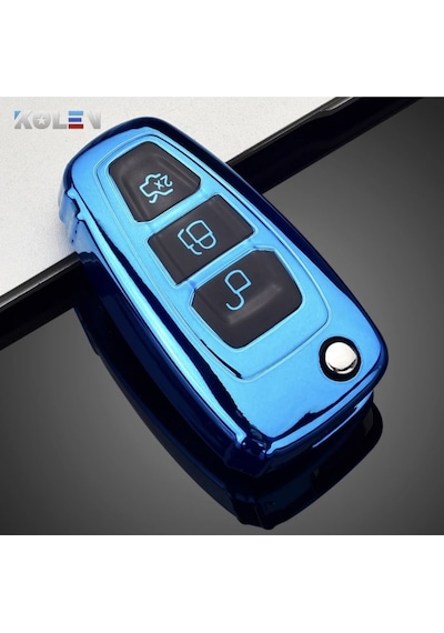 Ecosport Parlak Sustasız Anahtar Kılıfı Mavi Renk