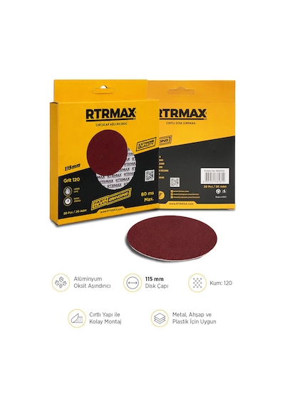 Rds11512 Alüminyum Oksit Cırtlı Zımpara 115 Mm - Kum: 120 - 20 Adet