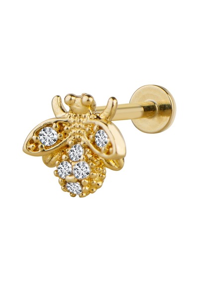 Goldkupe Taşlı Arı Altın Piercing-6446